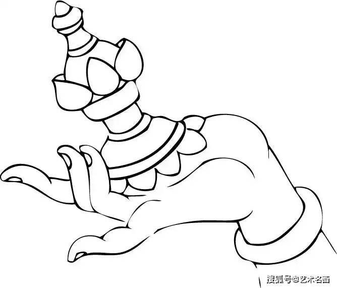 原创艺术名画白描佛手曼妙多姿