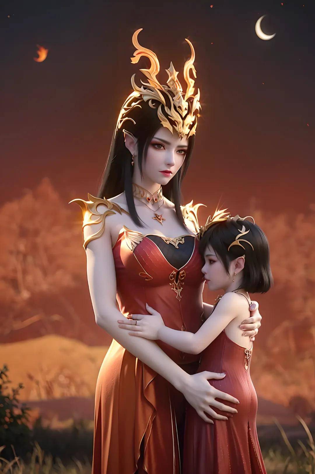 美杜莎母女情深与女儿的亲密瞬间