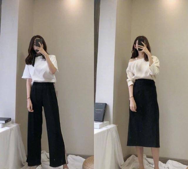 原创原创12套早秋气质休闲通勤风穿搭短袖t恤搭配半身裙优雅又时髦