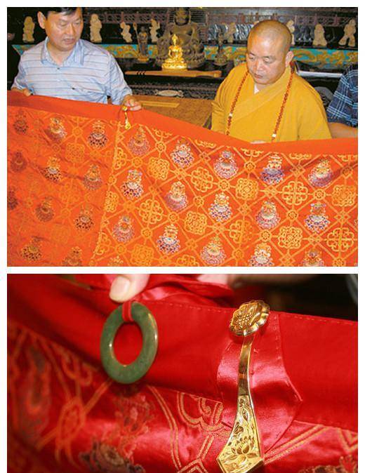 原创释永信的袈裟有多奢华翡翠装饰金线缝制敢问四大皆空哪去了