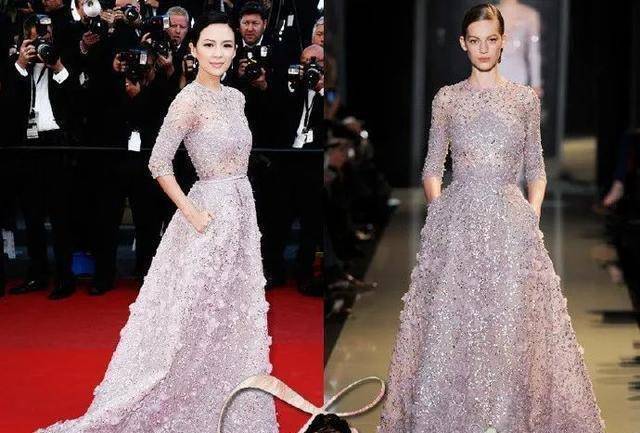 但身上的就是ab同品牌的eliesaab最新一季的高级定制,白冰首穿了!