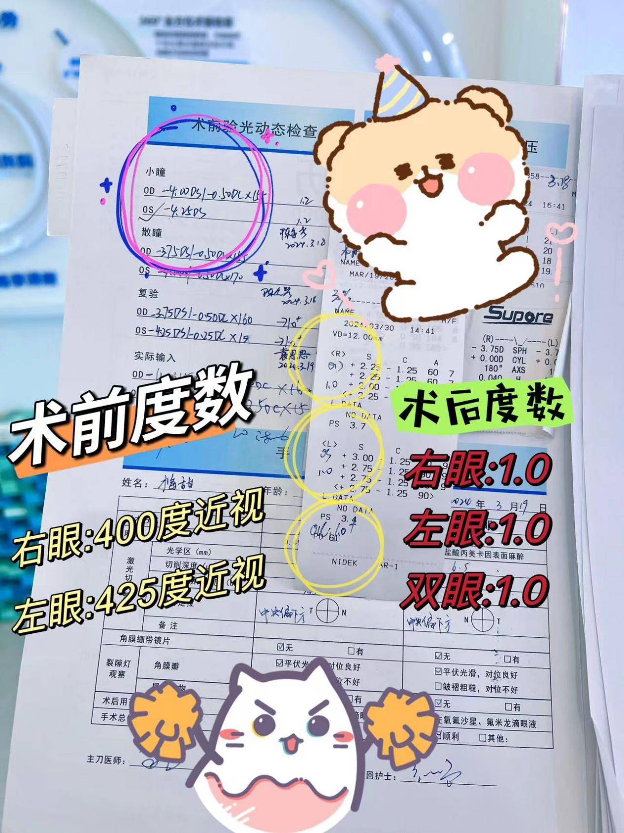 感谢南昌华厦陈大复院长个性化臻优飞秒近视手术帮助宝妈成功摘镜