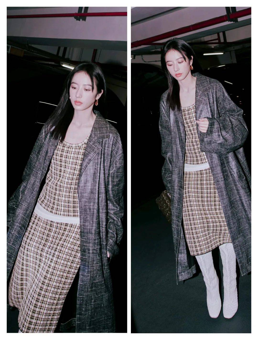 周雨彤的三套穿搭,利落裤装,经典格纹,休闲针织,简约也时尚