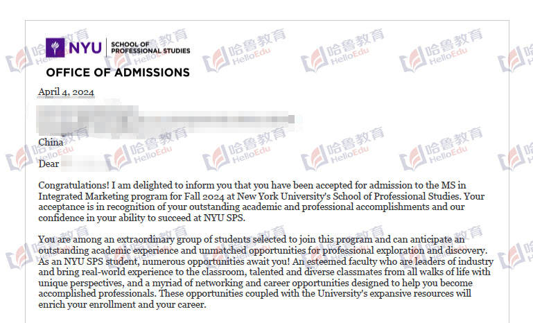 【哈鲁2024录取】纽约大学offer 2!