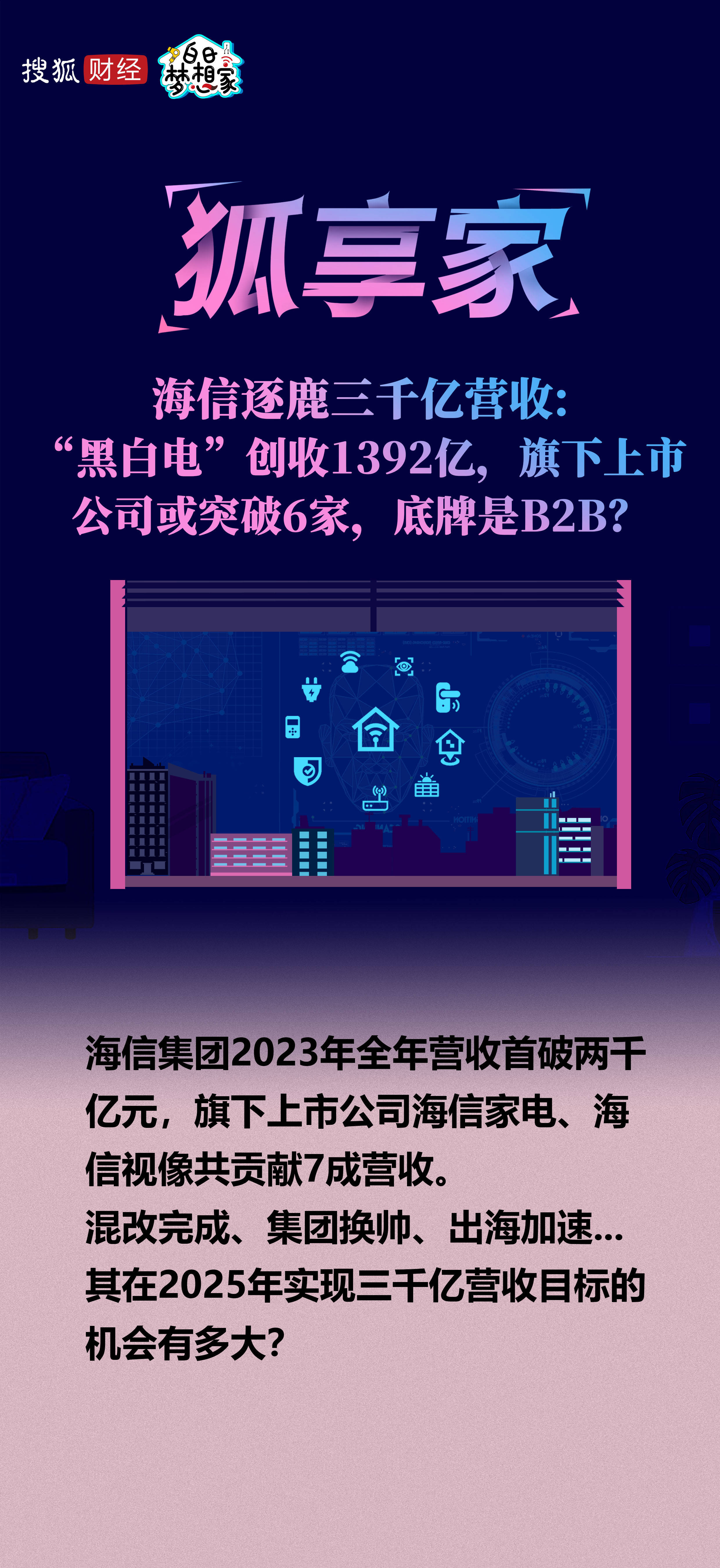 海信逐鹿三千亿营收"黑白电"创收1392亿,旗下上市公司或突破6家,底牌