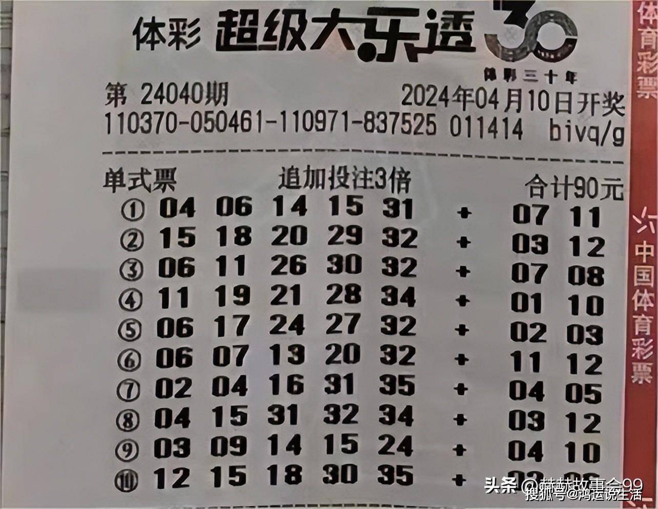 24040期大乐透晒票汇总,18张万元 107张复式单式胆拖,共同展现