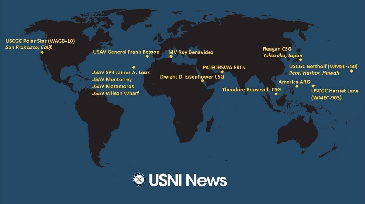 舰和几艘濒海战斗舰,蓝岭号指挥舰以及米格尔-基思号远征海上基地船