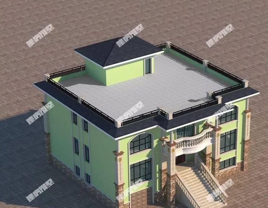 2款平屋顶设计的农村别墅,第一款有地下室,气派到可赛过全村