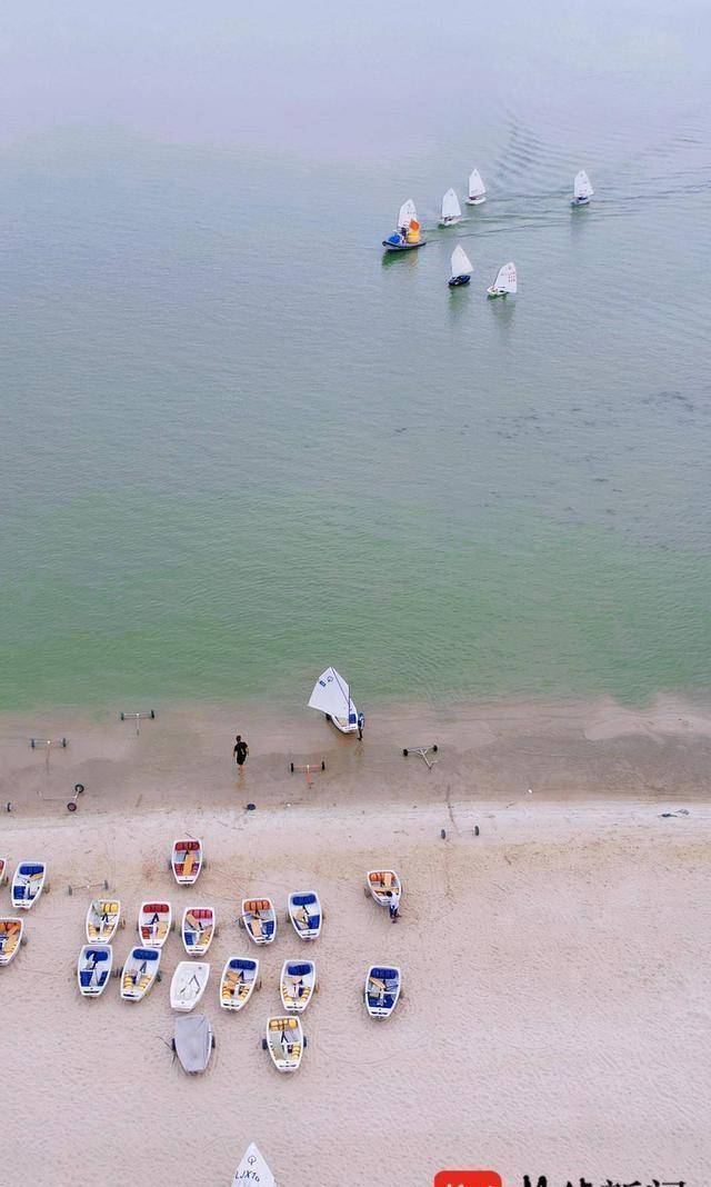 帆船训练现场比赛期间,正值高淳固城湖水慢城荷花旅游节,国际慢城生活