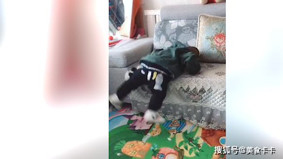 宝宝穿的太多了，在沙发上爬不起来，连妈妈都忍不住笑_衣服_情怀_宝爸。