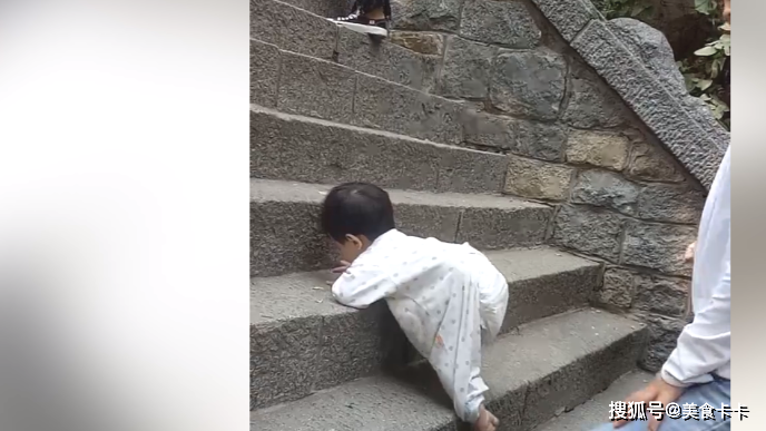 对于爬山和爬台阶，宝宝是认真的，必须自己爬上去！_宝爸_体育_活动