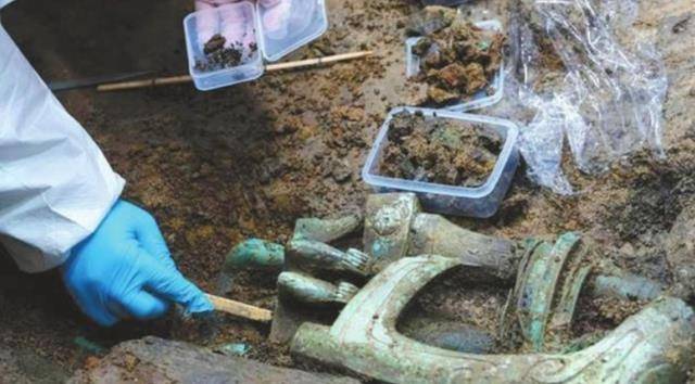 原创三星堆最新出土文新发现由金片组成复杂图案疑似文字鸟