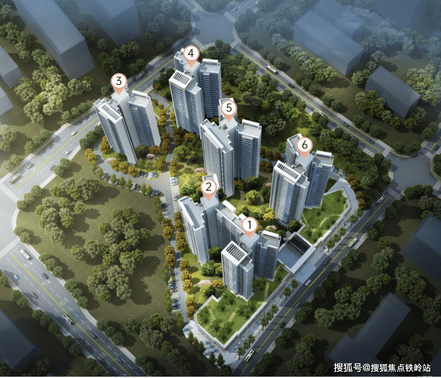 效果图户型鉴赏首推6座,2梯4户,23层,y字型楼栋,由98㎡南向三房,109