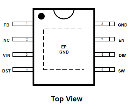 短路保护(scp)集成led应用的pwm调光控制输入高达1mhz开关频率滞回