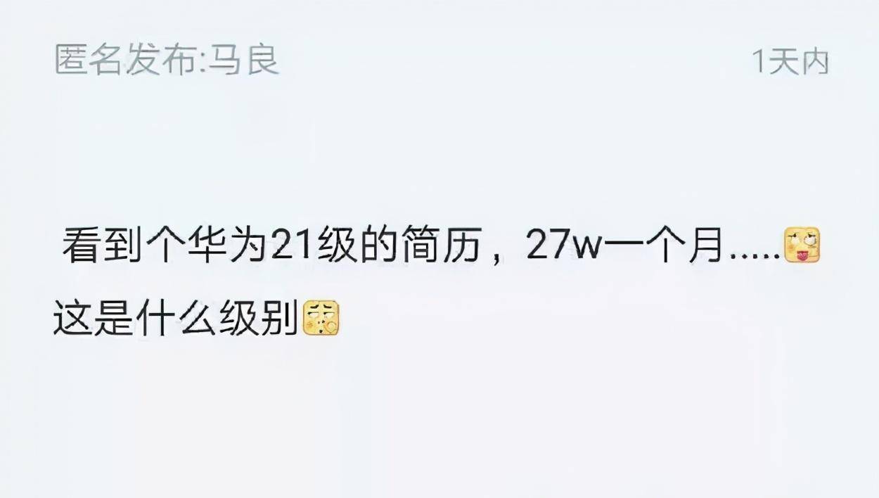 有hr看过一位华为高管的简历,级别为21级,月薪27万,让人叹为观止.