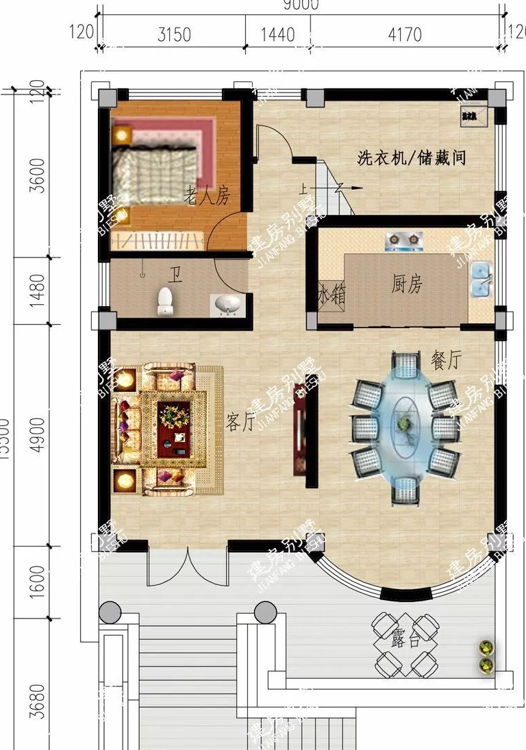 层和外楼梯的四层豪宅,自从建了新房媒婆都爱上门了_设计_平面图_卧室