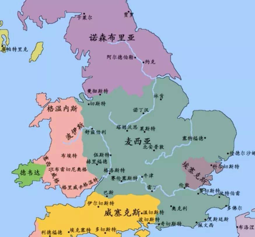 盎格鲁撒克逊人和朱特人先后在不列颠建立起七个强国,史称七国时代