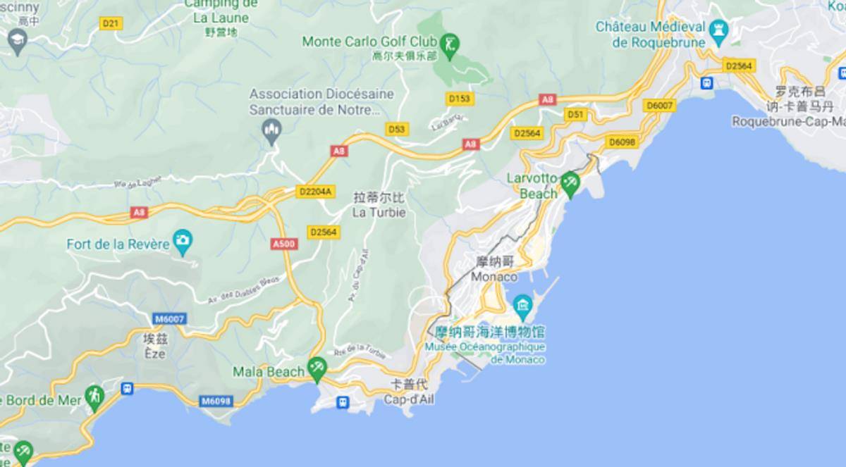 摩纳哥在世界地图位置图片