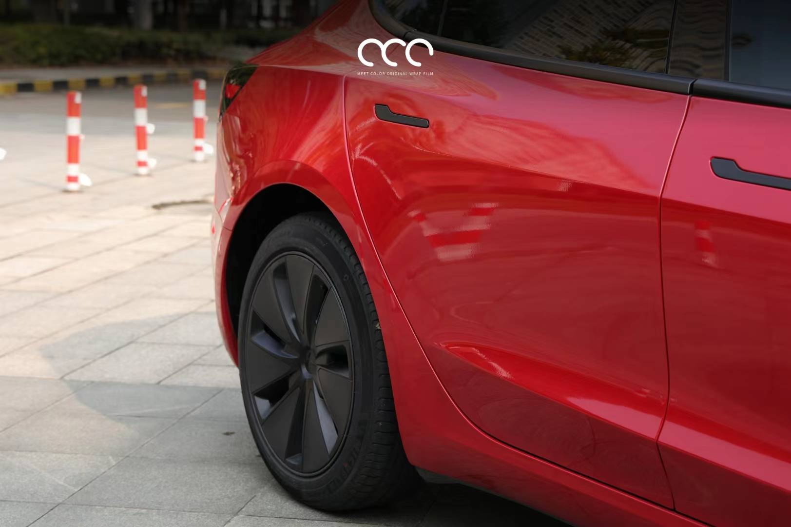 【漫彩】特斯拉model 3胭脂红改色膜,渐变出微红的性感色泽