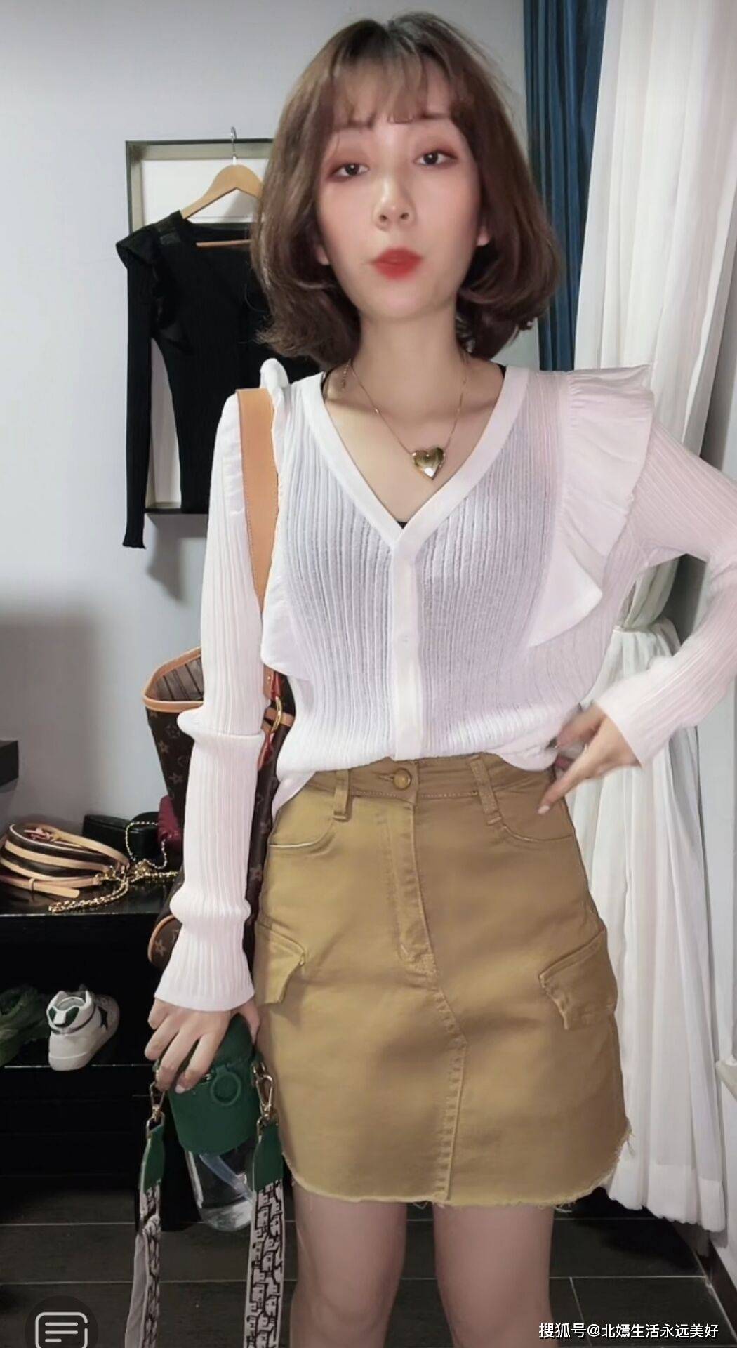 北嫣女装搭配针织开衫色泽自然轻薄透气无束缚感