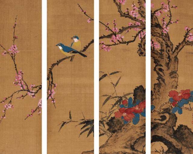 这幅名画是清代的《花鸟四屏》,在拍卖之前《花鸟四屏》会在展览馆