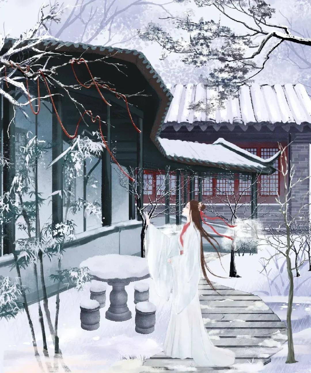 檐流未滴梅花冻,一种清孤不等闲.6首诗词,冬天雪地,人间深情