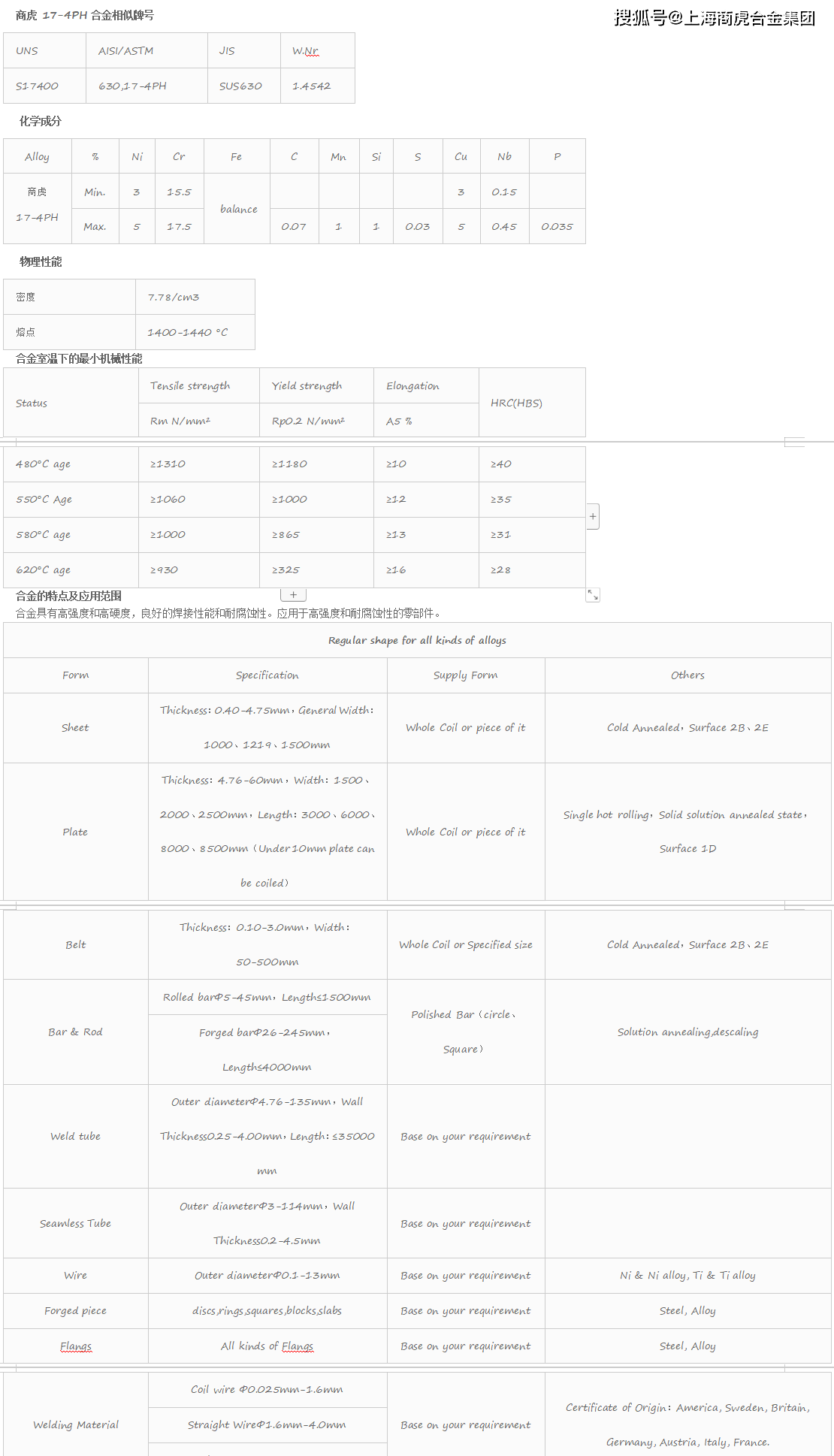 17-4ph应用于高强度和耐腐蚀性的零部件
