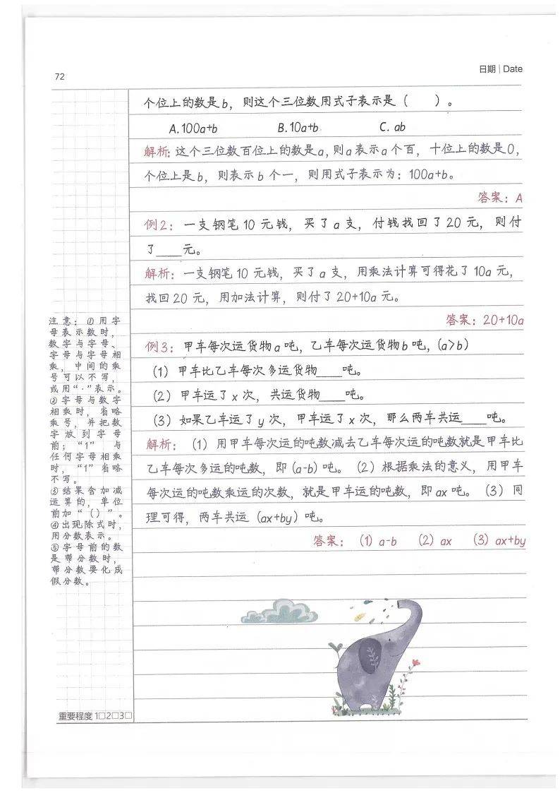 【数学】《学霸笔记》小学1-6年级所有知识点,重难点