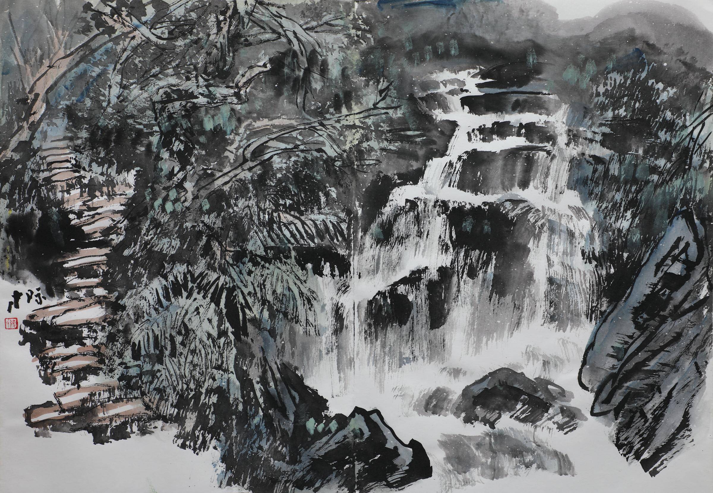 他大力倡导画家要热受生活,到真山真水中去感悟人与自然之"道",写生