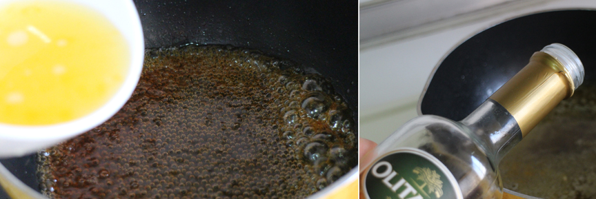 另外取个小锅,将砂糖放入并加1小匙水,煮焦糖千万不能心急,要看到糖色