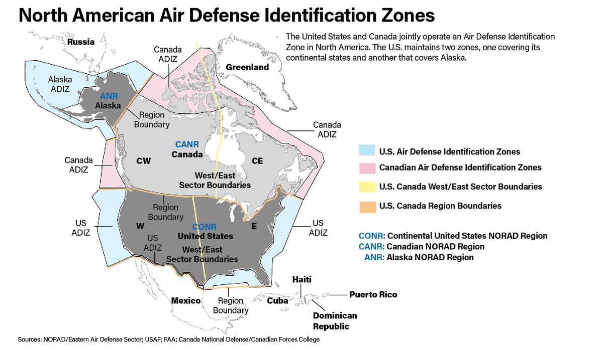 北美防空识别区图片