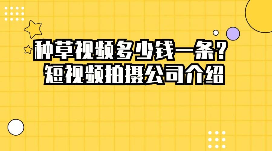 种草视频多少钱一条？短视频拍摄公司介绍