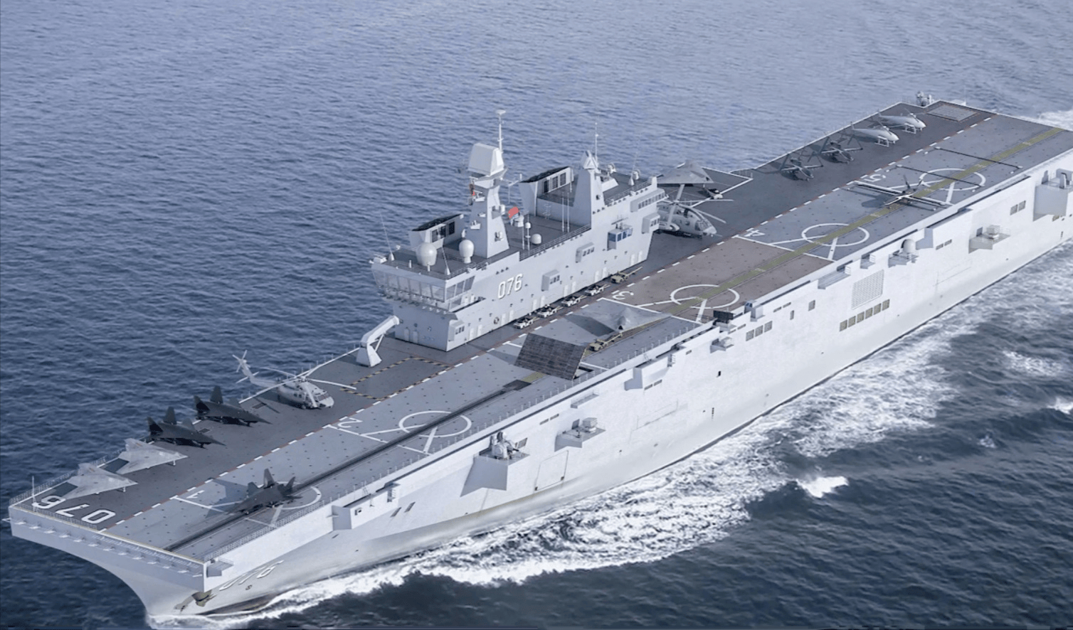 中国075型两栖攻击舰再现宫古海峡,075型舰,为何看上去更强大了