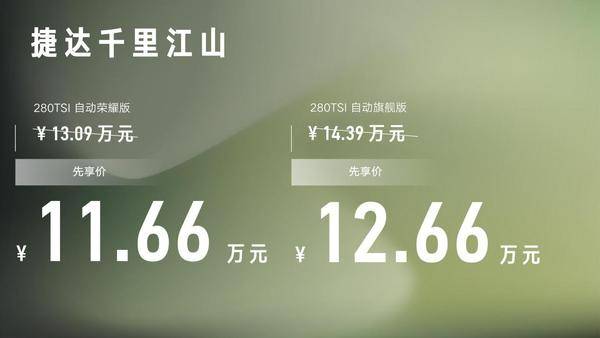 捷达千里江山11.66万元起；全新捷达VS5/VS7五周年纪念版6.98万、8.88万元起