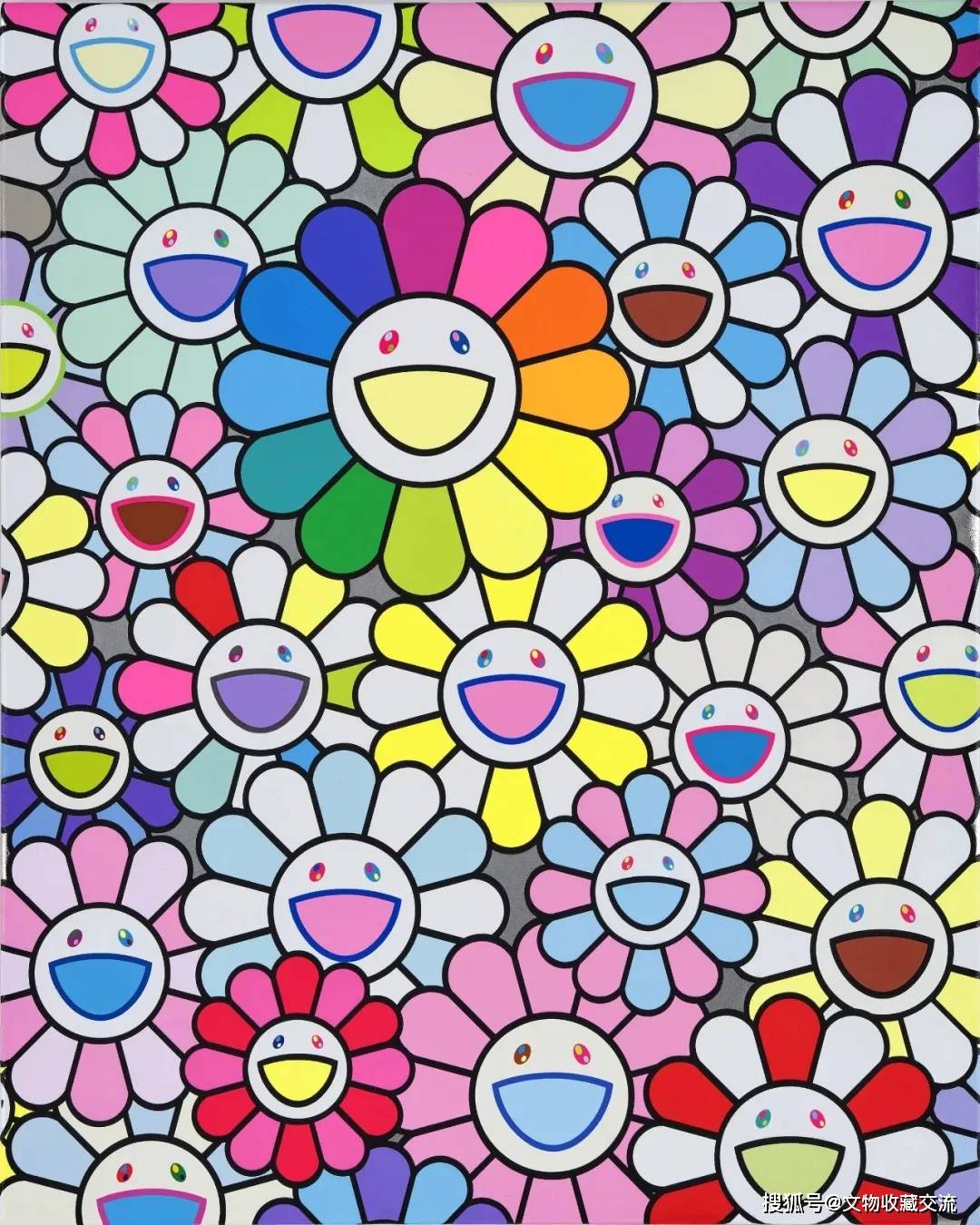村上隆《希望之花》压克力 白金箔 画布 裱于铝画框 417 x 335cm