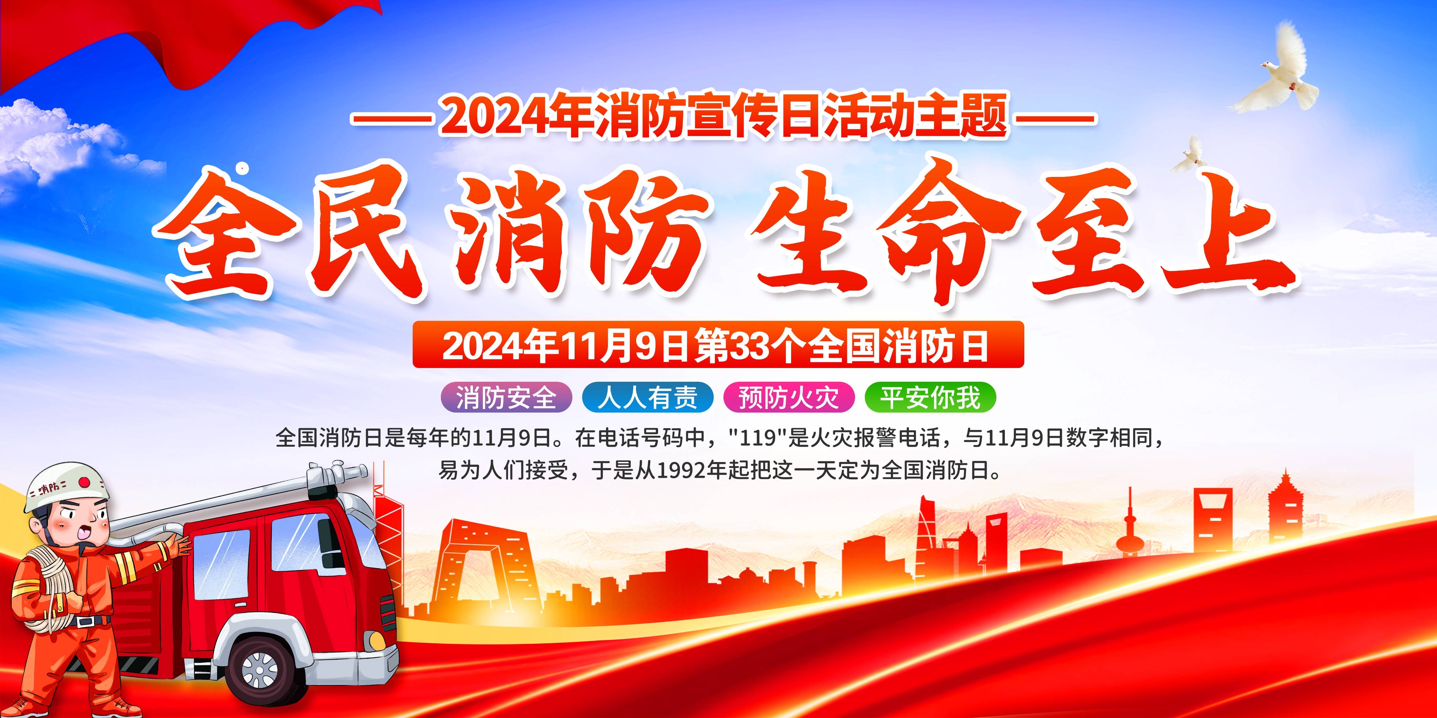 【psd】【海报】2024年消防宣传月-横版海报(编号3)