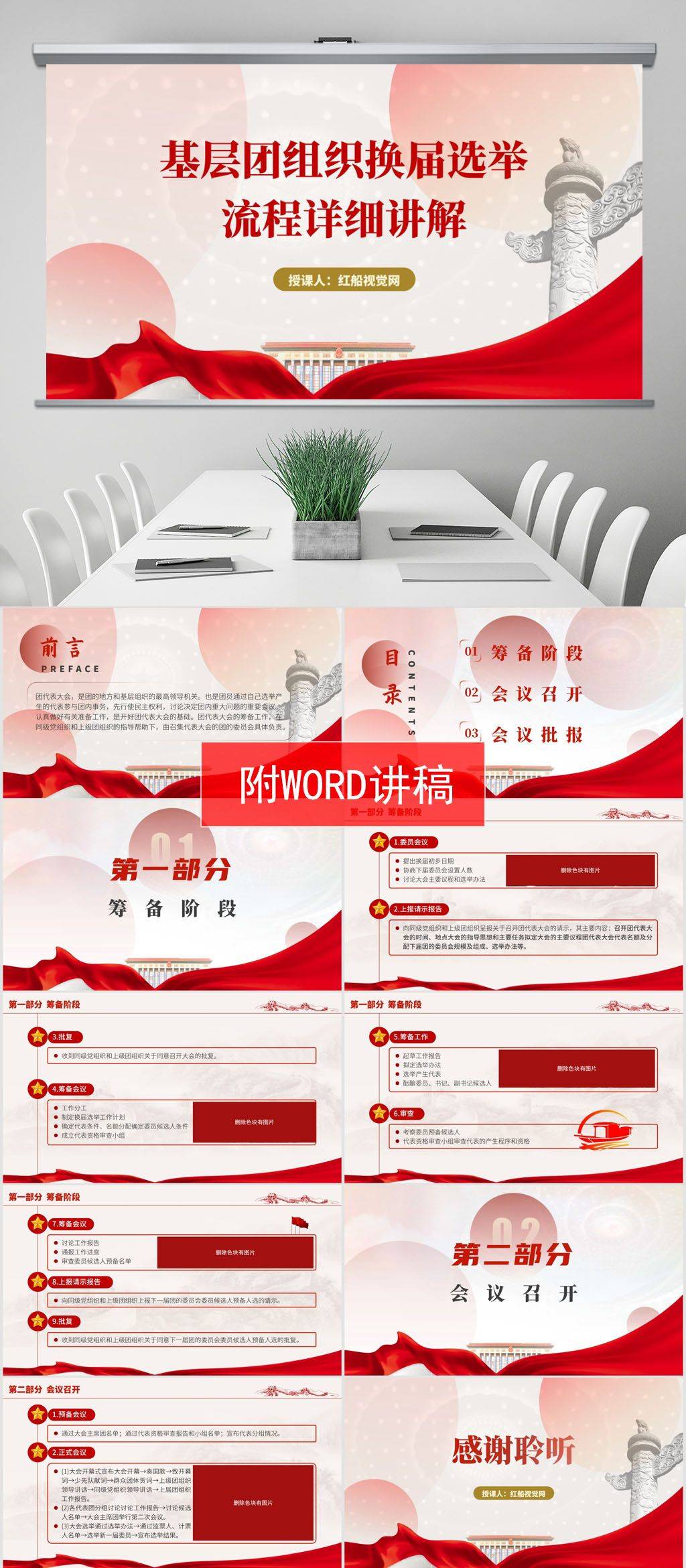 2024基层团组织换届选举 流程详细讲解ppt课件分享
