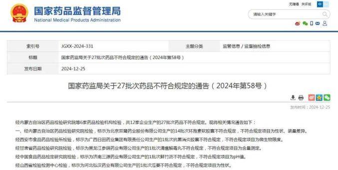 双鹭药业14批次药品不合格被通报 业绩下滑陷入亏损