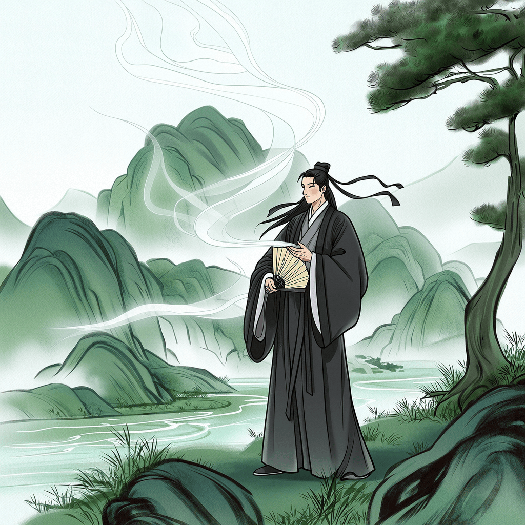 唐物古玩 青華山水漢詩文“詠画屏風詩二十五首