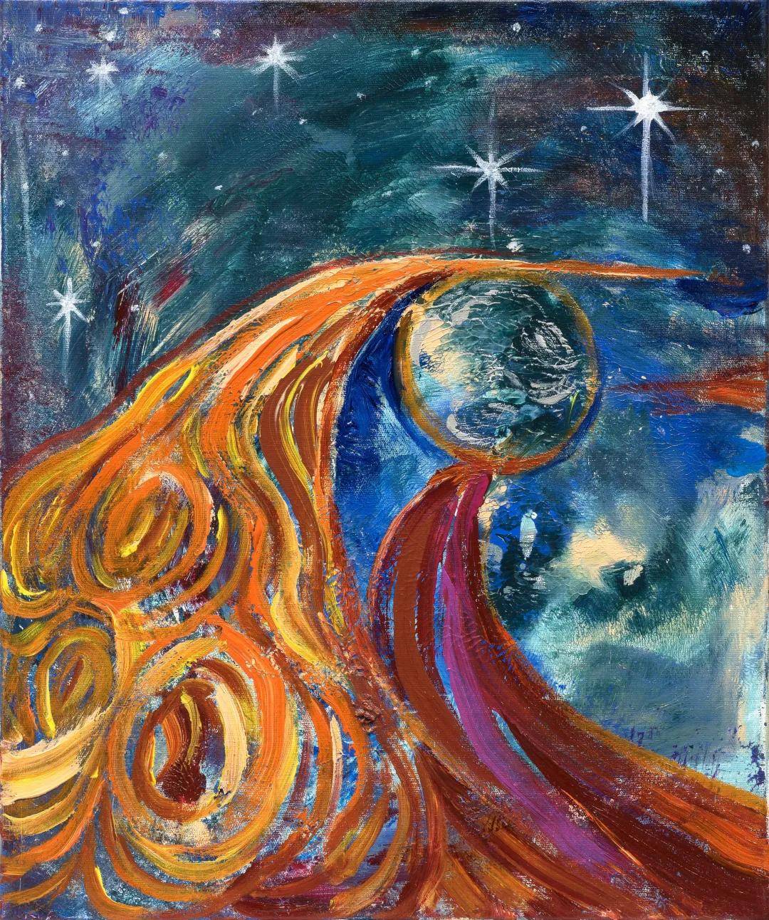 宇宙之舞 布面油画 2023年 50x60cm星语海鸣 布面版画 2023年 30x30cm