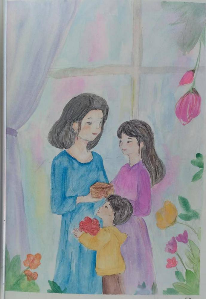 邓州市二高中举办"笔墨寄深情,书画颂母恩"母亲节主题书画比赛