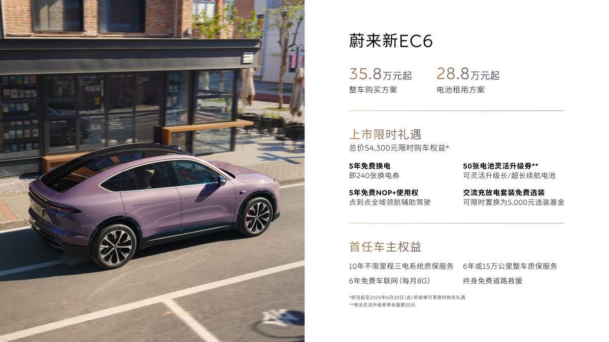 蔚来上新！蔚来新ES6新EC6上市，288000元起！