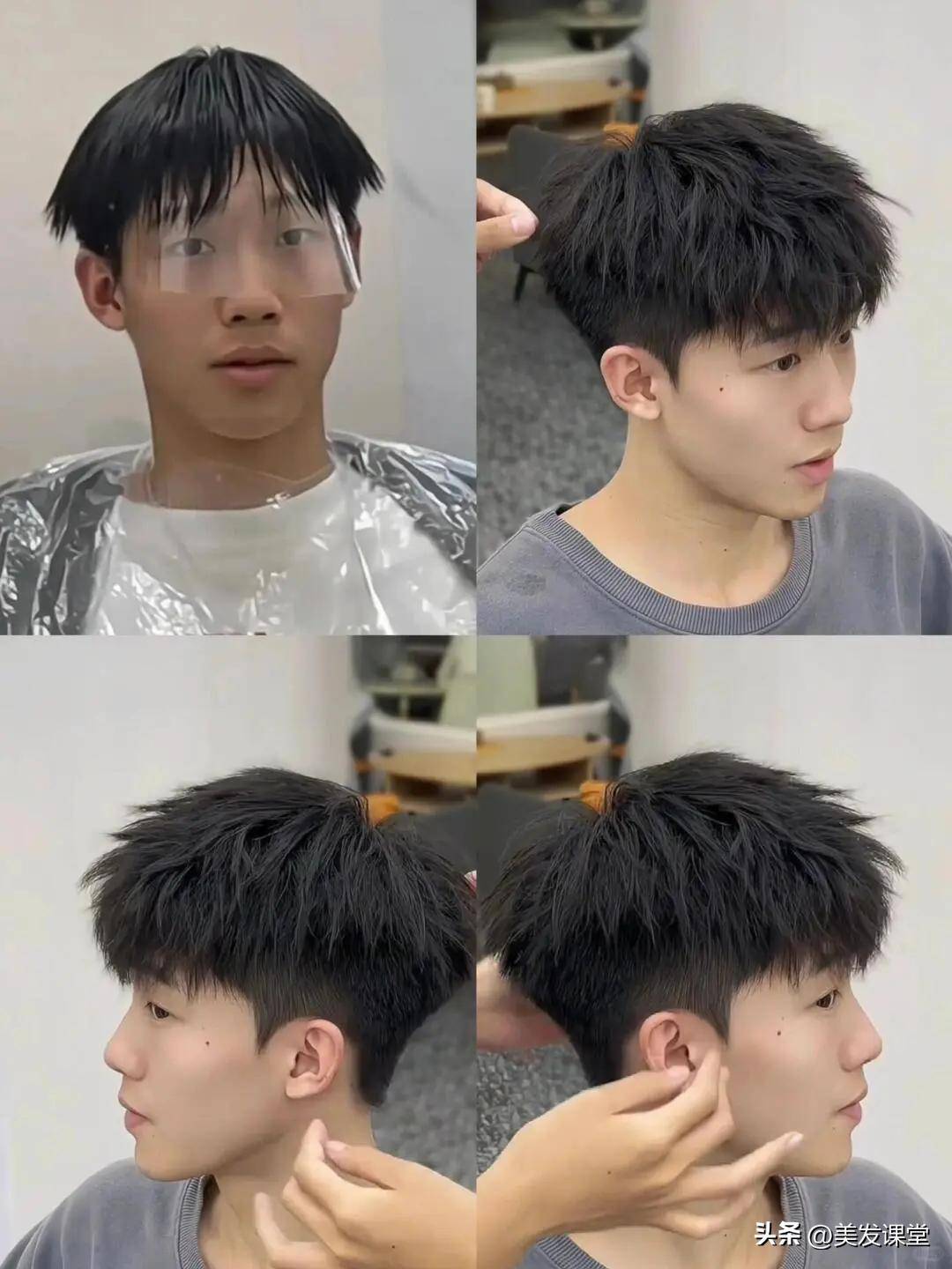 男生烫发前后对比变型男只需一烫帅气瞬间升级