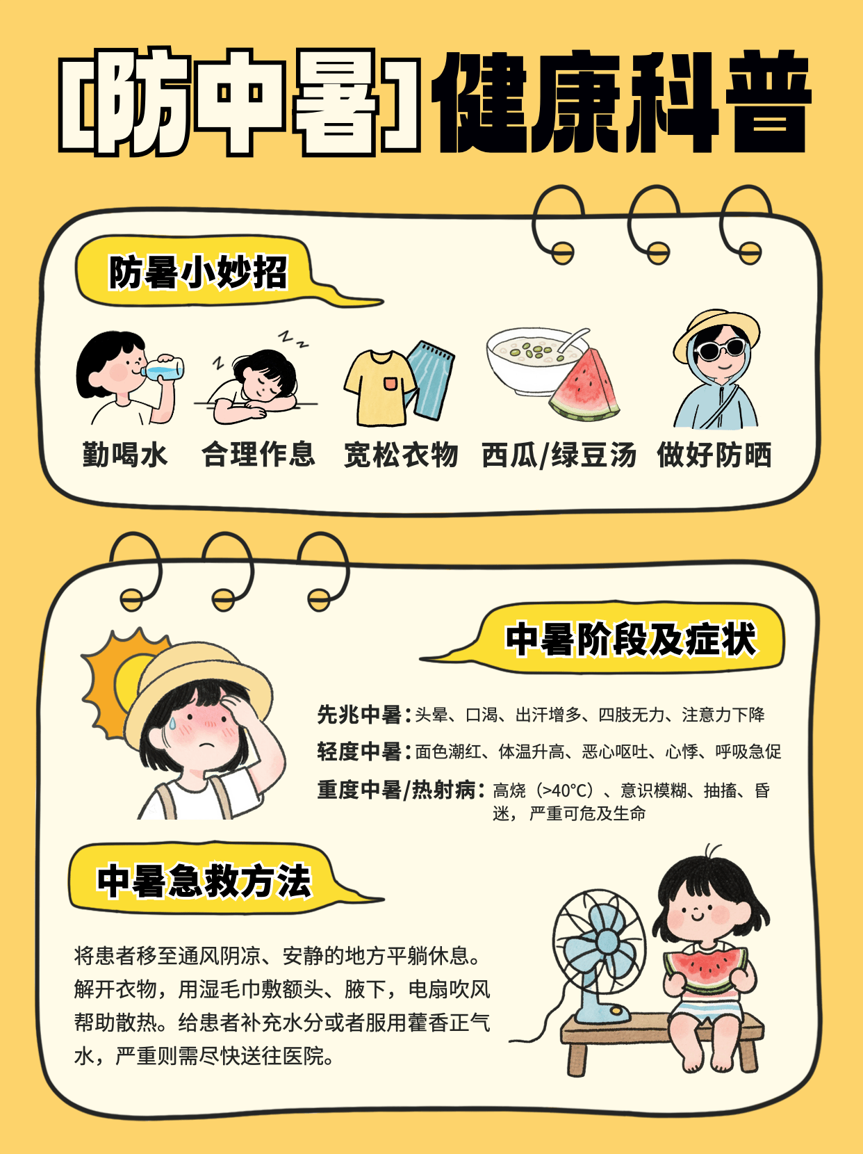 防中暑健康科普海报分享,小红书封面模板