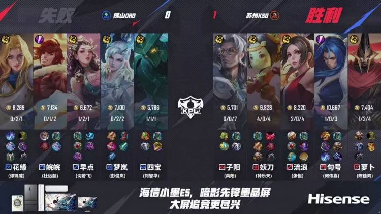 2025KPL夏季赛：苏州KSG 3-1力克佛山DRG，子阳苏烈关键开团锁定胜局 