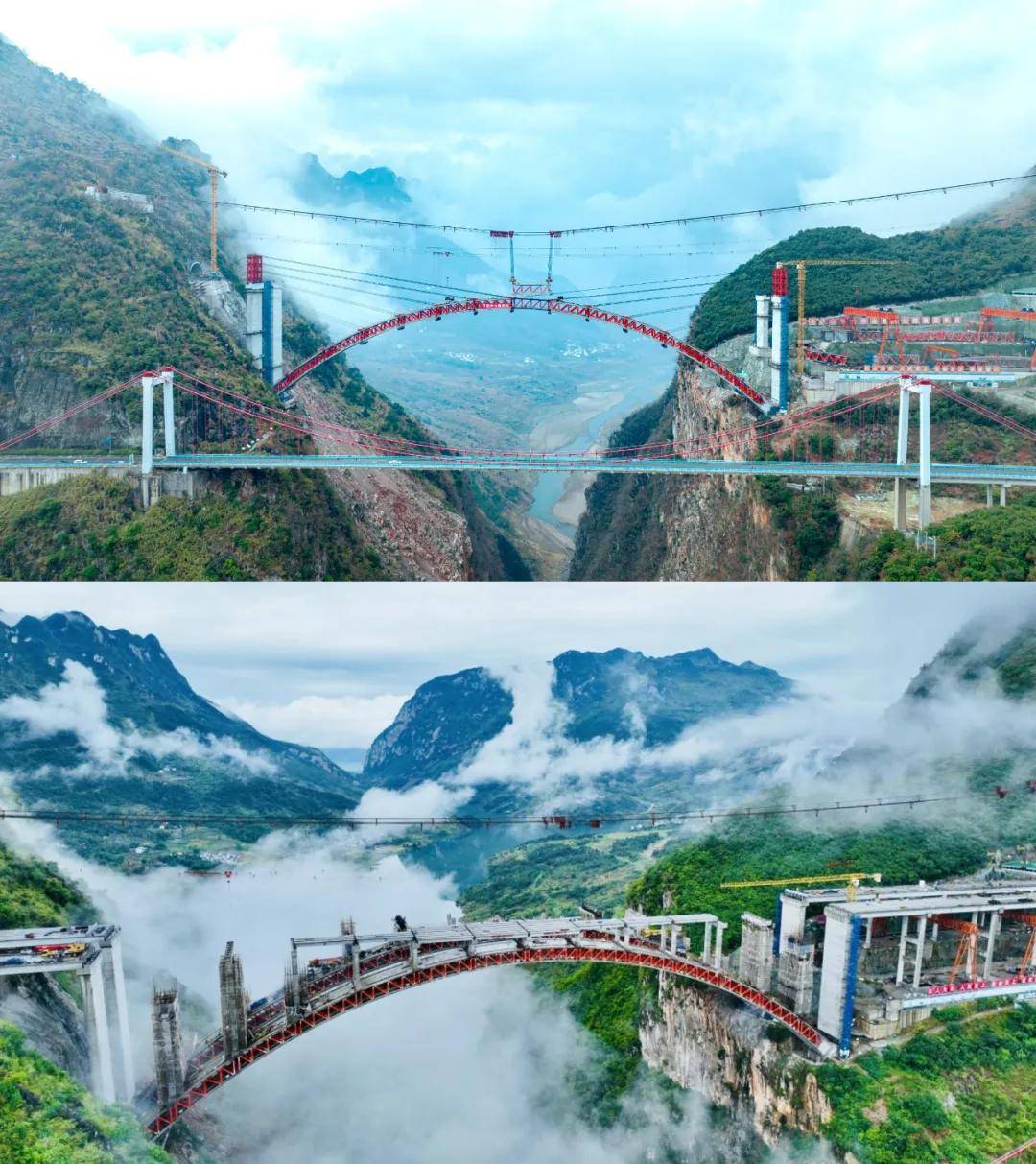 贵州桥梁现 "双桥奇观"!一悬一拱两桥相距不到百米