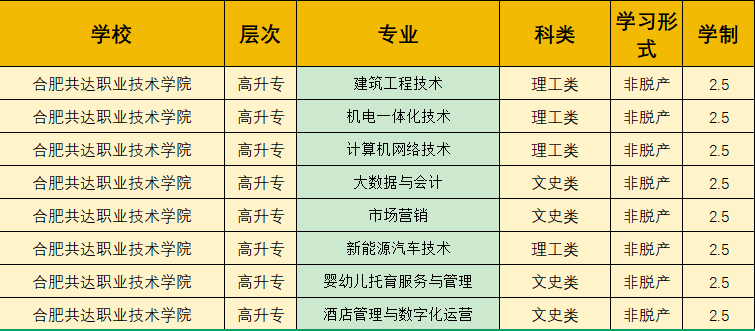 2025年合肥共達職業技術學院成人高考高起專招生專業及報名流程一覽表——官網最新發布-圖2