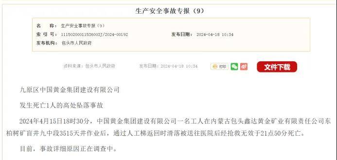 中金黄金多家子公司因安全或事故被罚 领导不按规定带班下井(图6)