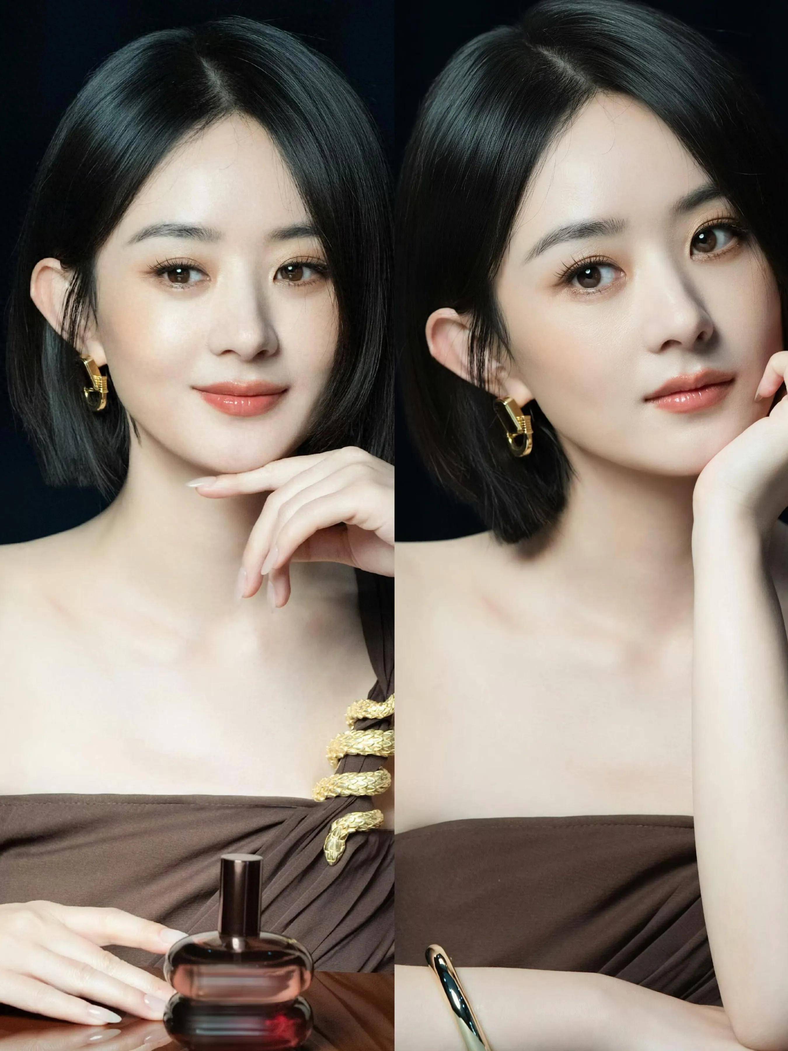 赵丽颖的发丝渐渐修长亦剪了与秦岚相似的发型但我似乎觉得黑发方