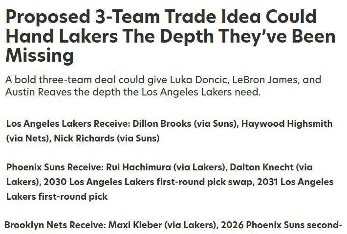 湖人将通过三方大交易得到锋线3D球员?对球队影响如何